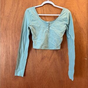 Aeropostale Long Sleeve Green Cropped Top Women’s Size M